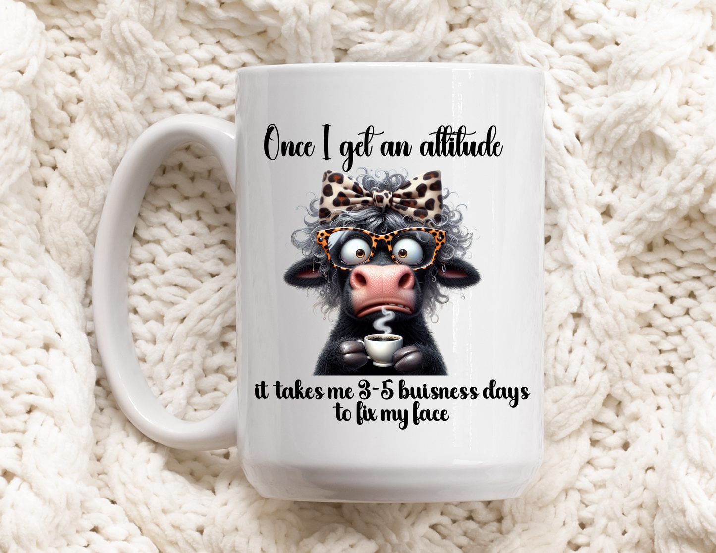 15oz Mug- Goofy black cow